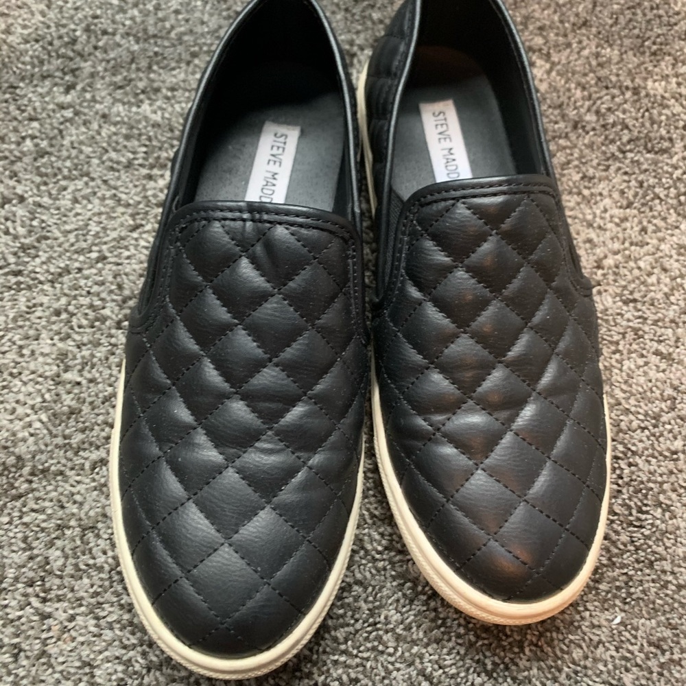 black Steve Madden slip on sneakers